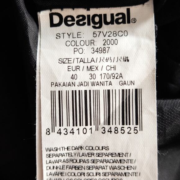 Desigual Striped Floral Dress Black White Size Medium Statement Print - Picture 10 of 11